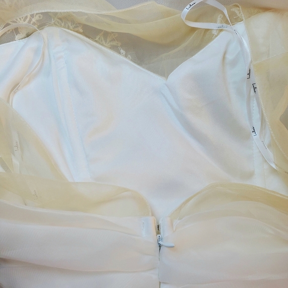NWOT Lulus Yours For Eternity Organza Embroidered Maxi Wedding Dress Sz L - Picture 9 of 14